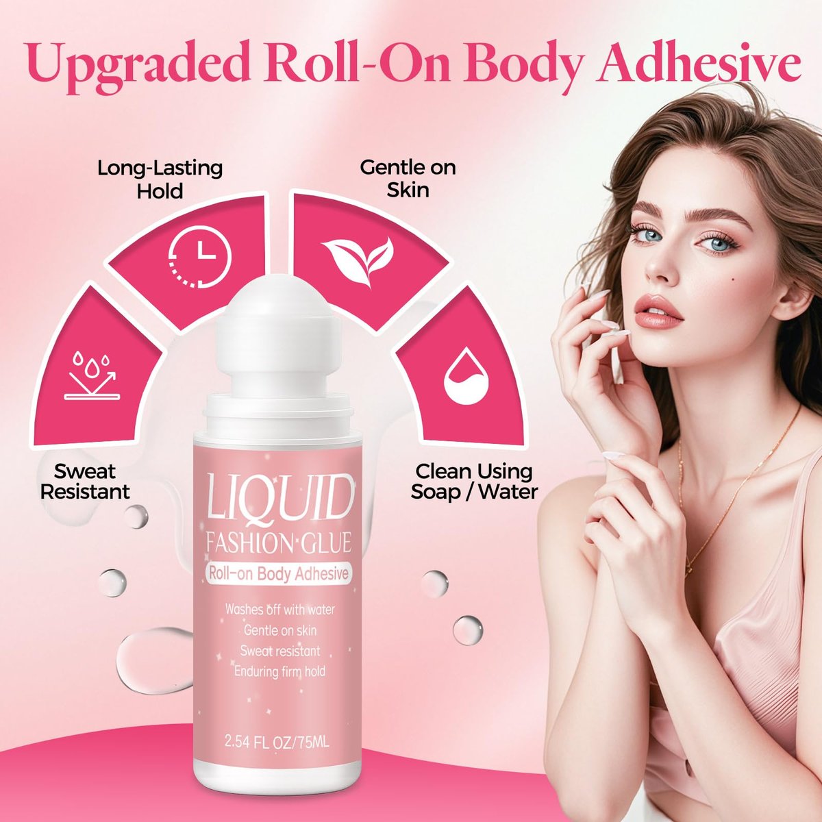 Body Adhesive for Clothing Roll-On 2.54 Oz – Sweat Resistant & Long Lasting Body Glue for Dancers, Stagewear, Wigs, Socks, Bras & Costumes - görsel 3