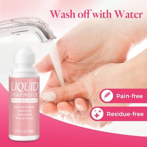 Body Adhesive for Clothing Roll-On 2.54 Oz – Sweat Resistant & Long Lasting Body Glue for Dancers, Stagewear, Wigs, Socks, Bras & Costumes - görsel 12