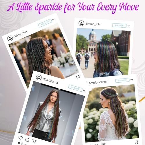 Stalvic Hair Tinsel Kit – 14 Colors, Up to 7200 Heat-Resistant Strands (48 Inch) with Wooden Threader, Crochet Tool, Pliers, Hair Bands, Hair Clips & Beads – For Girls, Women & Kids - görsel 14