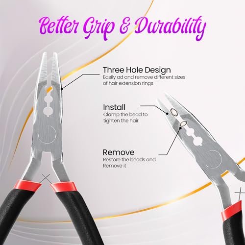 Stalvic Hair Tinsel Kit – 14 Colors, Up to 7200 Heat-Resistant Strands (48 Inch) with Wooden Threader, Crochet Tool, Pliers, Hair Bands, Hair Clips & Beads – For Girls, Women & Kids - görsel 8