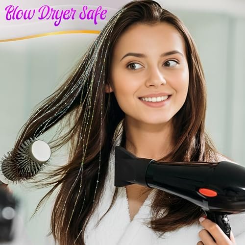 Stalvic Hair Tinsel Kit – 14 Colors, Up to 7200 Heat-Resistant Strands (48 Inch) with Wooden Threader, Crochet Tool, Pliers, Hair Bands, Hair Clips & Beads – For Girls, Women & Kids - görsel 12