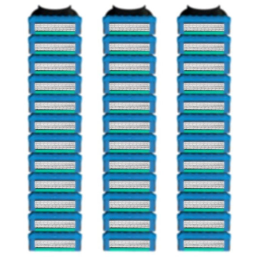 36 Blades Replacement Cartridges for GL-Fusion 5 Style Razors - Blue-Green, Men's Wet Razor Value Pack Avelisse
