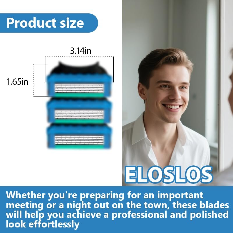 36 Blades Replacement Cartridges for GL-Fusion 5 Style Razors - Blue-Green, Men's Wet Razor Value Pack Avelisse
