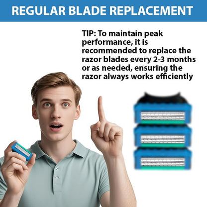 36 Blades Replacement Cartridges for GL-Fusion 5 Style Razors - Blue-Green, Men's Wet Razor Value Pack Avelisse