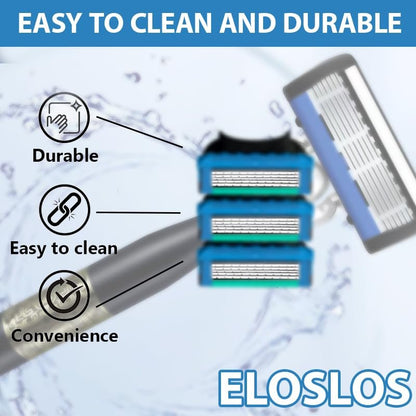 36 Blades Replacement Cartridges for GL-Fusion 5 Style Razors - Blue-Green, Men's Wet Razor Value Pack Avelisse