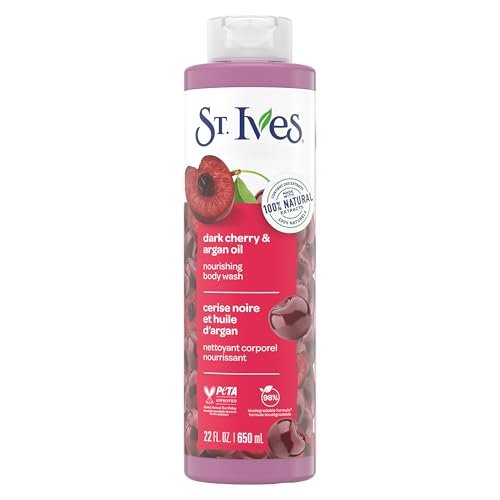 St. Ives Dark Cherry & Argan Oil Body Wash - Nourishing Body Care with 100% Natural Extracts, Moisturizing Body Soap, Daily Shower Gel Cleanser, Sweet Cherry Fragrance, 22 oz - görsel 2