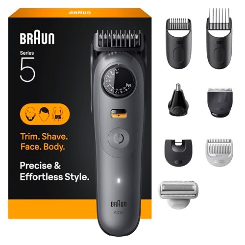 Braun Series 5 All-in-One Beard & Body Grooming Kit for Men, Cordless Trimmer, Hair Clippers & Shaver for Face, Hair & Body with Smooth Shave Head, AIO 5510, Moonstone Grey Avelisse