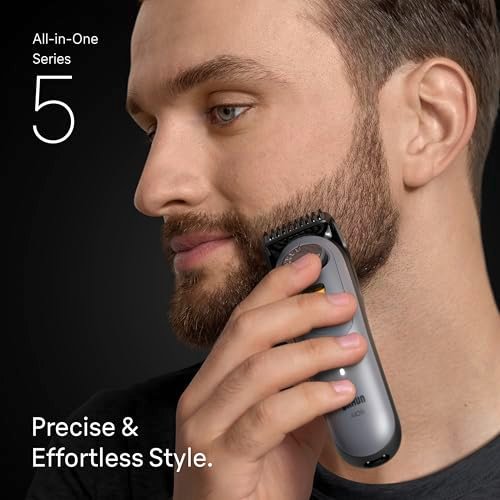 Braun Series 5 All-in-One Beard & Body Grooming Kit for Men, Cordless Trimmer, Hair Clippers & Shaver for Face, Hair & Body with Smooth Shave Head, AIO 5510, Moonstone Grey Avelisse