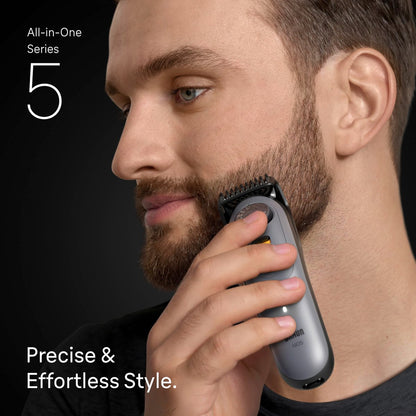 Braun Series 5 All-in-One Beard & Body Grooming Kit for Men, Cordless Trimmer, Hair Clippers & Shaver for Face, Hair & Body with Smooth Shave Head, AIO 5510, Moonstone Grey Avelisse