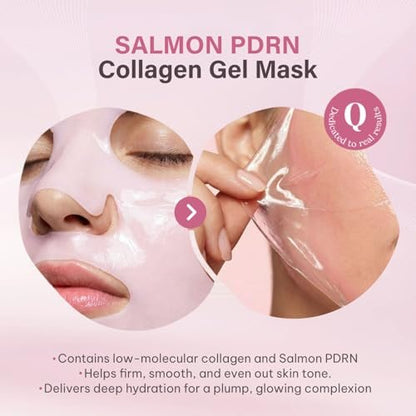 Quasi Salmon PDRN Collagen Mask – Hydrating, Firming & Smoothing Korean Gel Face Mask for Collagen Boost & Pore Care – 4 Masks, Non-Irritating, Natural Ingredients Avelisse