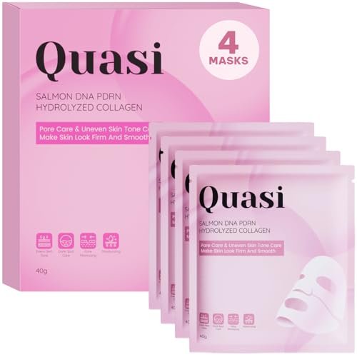 Quasi Salmon PDRN Collagen Mask – Hydrating, Firming & Smoothing Korean Gel Face Mask for Collagen Boost & Pore Care – 4 Masks, Non-Irritating, Natural Ingredients Avelisse