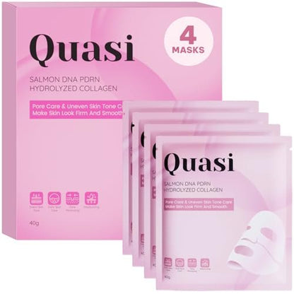 Quasi Salmon PDRN Collagen Mask – Hydrating, Firming & Smoothing Korean Gel Face Mask for Collagen Boost & Pore Care – 4 Masks, Non-Irritating, Natural Ingredients Avelisse
