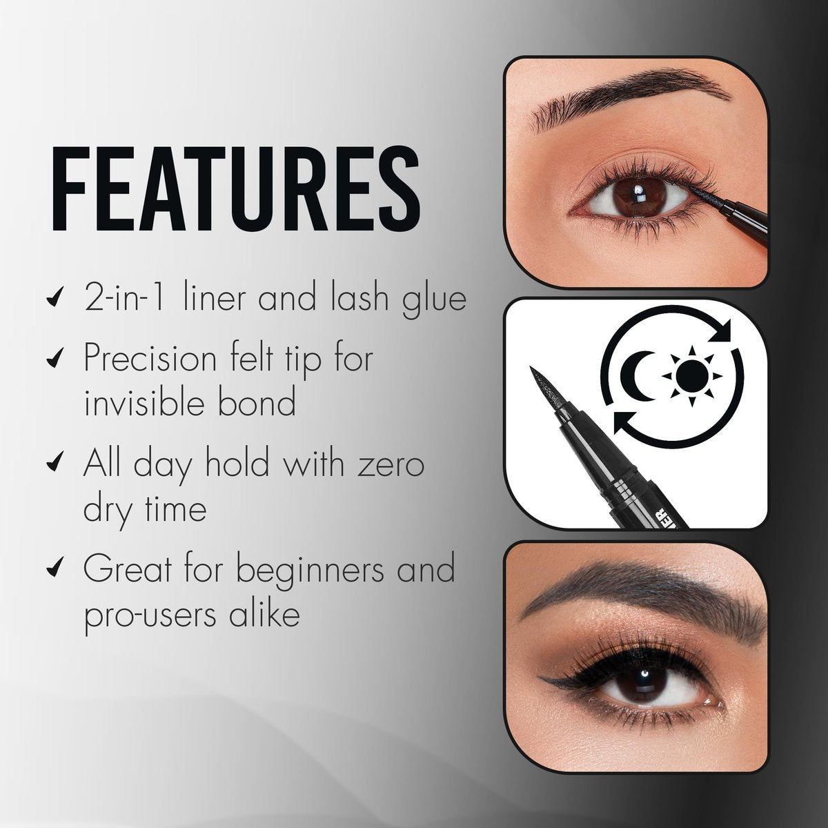 DUO Over & Under Lash Glue Liner – 2-in-1 Eyelash Adhesive and Eyeliner, Black, Waterproof Long-Lasting Eyelash Glue Pen for Strip Lashes, 0.03 Fl Oz - görsel 7