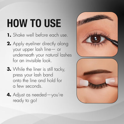 DUO Over & Under Lash Glue Liner – 2-in-1 Eyelash Adhesive and Eyeliner, Black, Waterproof Long-Lasting Eyelash Glue Pen for Strip Lashes, 0.03 Fl Oz