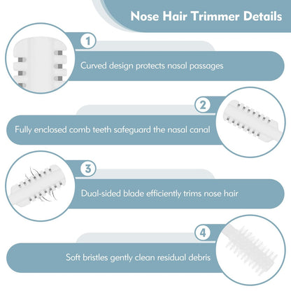 MIVZO 5-Pack 2-in-1 Nasal Hair Cutter - Double Sided Nose Hair Trimmer, Portable 360° Rotating Manual Trimmer for Men and Women, Pure White