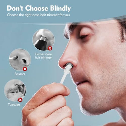 MIVZO 5-Pack 2-in-1 Nasal Hair Cutter - Double Sided Nose Hair Trimmer, Portable 360° Rotating Manual Trimmer for Men and Women, Pure White