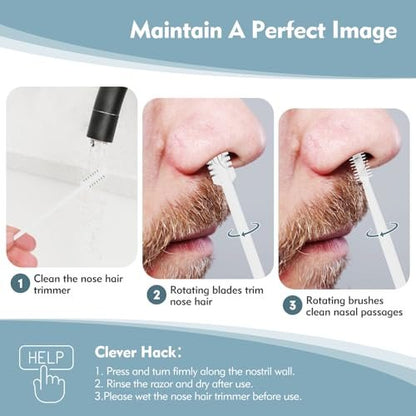 MIVZO 5-Pack 2-in-1 Nasal Hair Cutter - Double Sided Nose Hair Trimmer, Portable 360° Rotating Manual Trimmer for Men and Women, Pure White