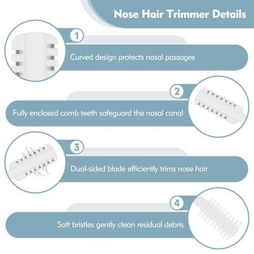 MIVZO 5-Pack 2-in-1 Nasal Hair Cutter - Double Sided Nose Hair Trimmer, Portable 360° Rotating Manual Trimmer for Men and Women, Pure White - görsel 4
