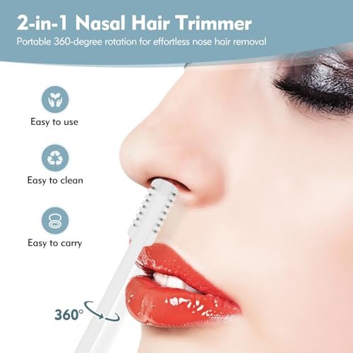 MIVZO 5-Pack 2-in-1 Nasal Hair Cutter - Double Sided Nose Hair Trimmer, Portable 360° Rotating Manual Trimmer for Men and Women, Pure White - görsel 6