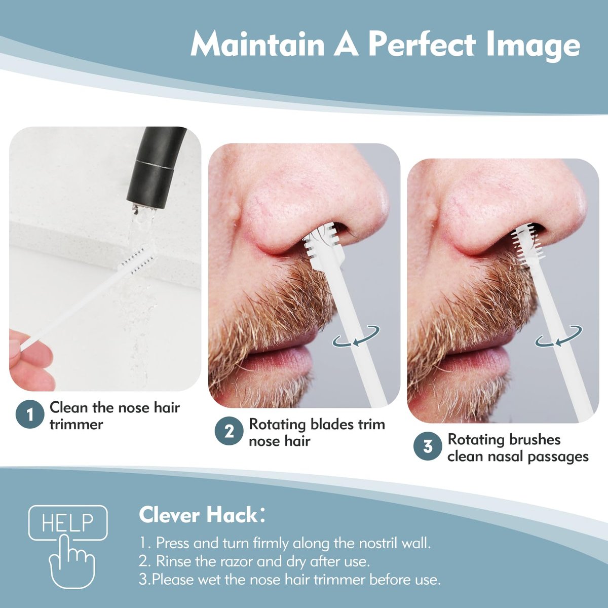 MIVZO 5-Pack 2-in-1 Nasal Hair Cutter - Double Sided Nose Hair Trimmer, Portable 360° Rotating Manual Trimmer for Men and Women, Pure White - görsel 9