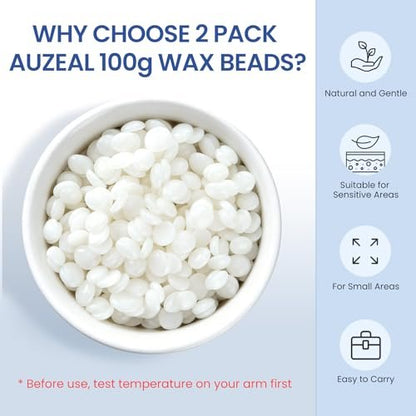 AUZEAL Nose Hard Wax Beads for Hair Removal - 200g Refill Precision Waxing Beads for Nose, Ear, Eyebrow, Lip, Face - Natural Wax for Sensitive Skin, Painless, Portable Avelisse