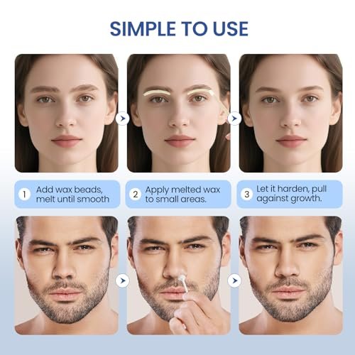 AUZEAL Nose Hard Wax Beads for Hair Removal - 200g Refill Precision Waxing Beads for Nose, Ear, Eyebrow, Lip, Face - Natural Wax for Sensitive Skin, Painless, Portable Avelisse
