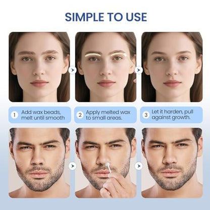 AUZEAL Nose Hard Wax Beads for Hair Removal - 200g Refill Precision Waxing Beads for Nose, Ear, Eyebrow, Lip, Face - Natural Wax for Sensitive Skin, Painless, Portable Avelisse