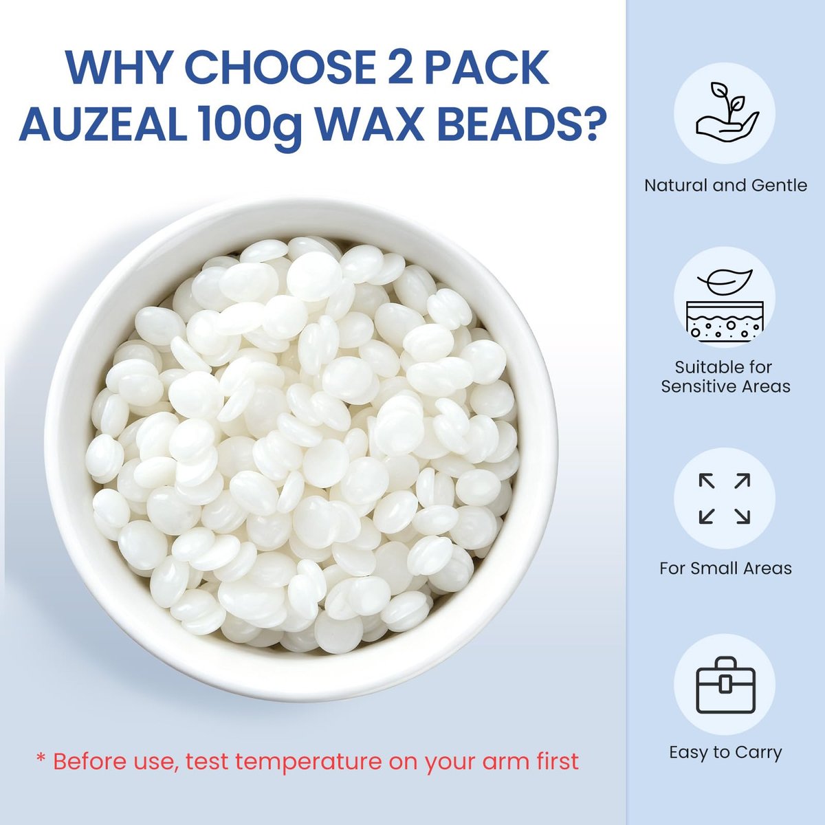 AUZEAL Nose Hard Wax Beads for Hair Removal - 200g Refill Precision Waxing Beads for Nose, Ear, Eyebrow, Lip, Face - Natural Wax for Sensitive Skin, Painless, Portable Avelisse