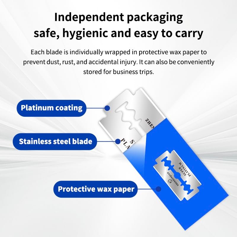ZHENDANQIAN Super Platinum Double Edge Razor Blades - 100 Pack, Swedish Quality, Sharp & Non-Irritating, 6-Month Supply Avelisse