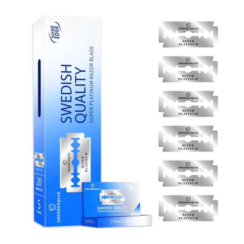 ZHENDANQIAN Super Platinum Double Edge Razor Blades - 100 Pack, Swedish Quality, Sharp & Non-Irritating, 6-Month Supply Avelisse