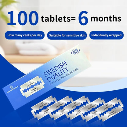 ZHENDANQIAN Super Platinum Double Edge Razor Blades - 100 Pack, Swedish Quality, Sharp & Non-Irritating, 6-Month Supply Avelisse