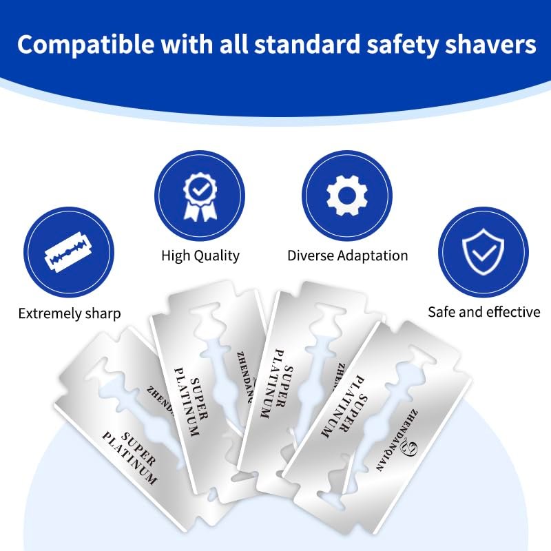 ZHENDANQIAN Super Platinum Double Edge Razor Blades - 100 Pack, Swedish Quality, Sharp & Non-Irritating, 6-Month Supply Avelisse