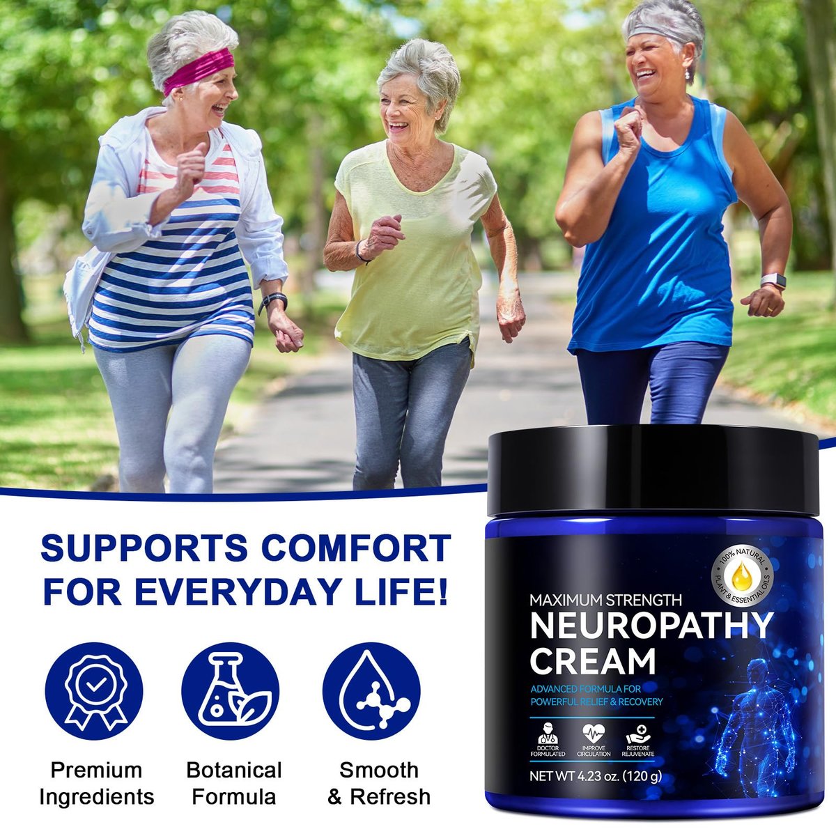 USBSREGARDS Neuropathy Cream Extra Strength Nerve Relief Cream for Feet, Legs, Neck, Back, Hands, Body – Lightweight, Plant-Based Formula with Cooling Comfort, 4 oz - görsel 15