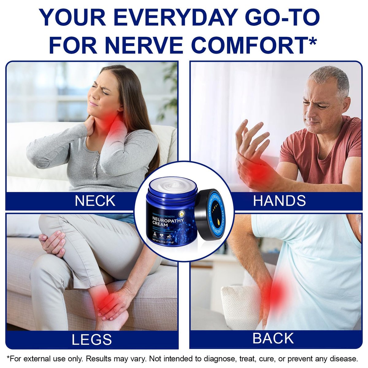 USBSREGARDS Neuropathy Cream Extra Strength Nerve Relief Cream for Feet, Legs, Neck, Back, Hands, Body – Lightweight, Plant-Based Formula with Cooling Comfort, 4 oz - görsel 11