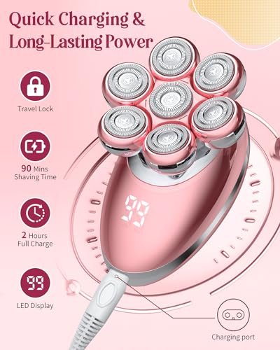 Electric Razors for Women, 7D Electric Shaver for Women, Cordless Facial Hair Removal Trimmer for Women's Face - Pink Avelisse