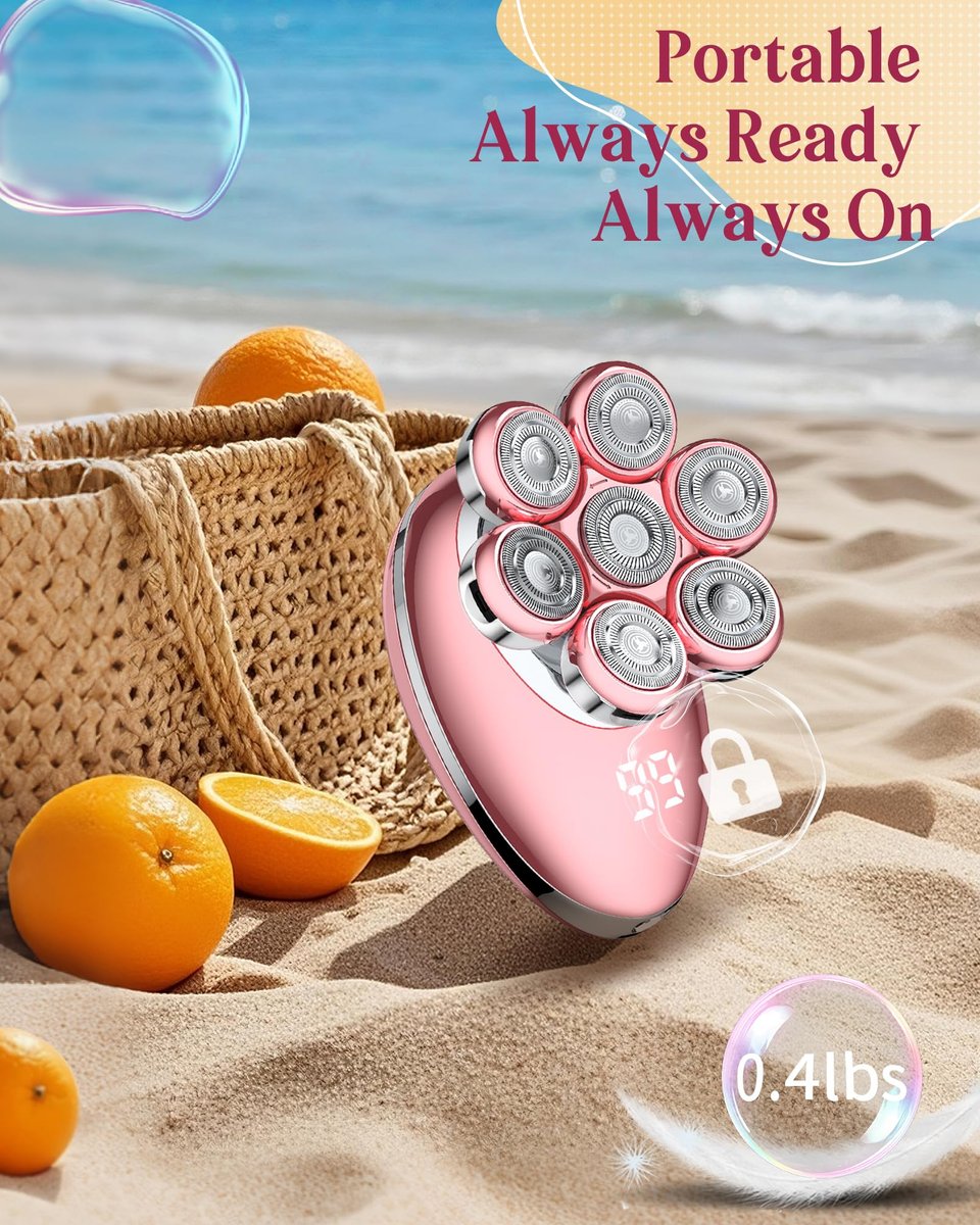 Electric Razors for Women, 7D Electric Shaver for Women, Cordless Facial Hair Removal Trimmer for Women's Face - Pink Avelisse