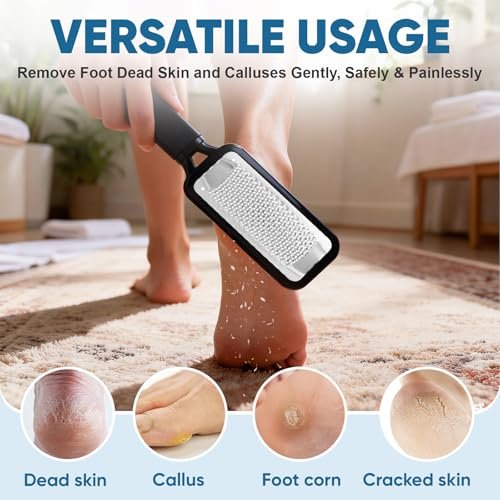 TEAWOO Foot File Callus Remover - Large Stainless Steel Foot Rasp, Heavy Duty Foot Scraper for Dead Skin & Hard Heels, Waterproof Pedicure Tool for At-Home Foot Care - görsel 6