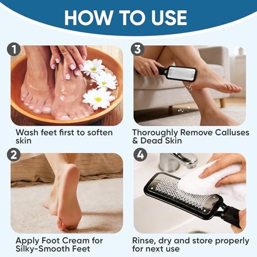 TEAWOO Foot File Callus Remover - Large Stainless Steel Foot Rasp, Heavy Duty Foot Scraper for Dead Skin & Hard Heels, Waterproof Pedicure Tool for At-Home Foot Care - görsel 8