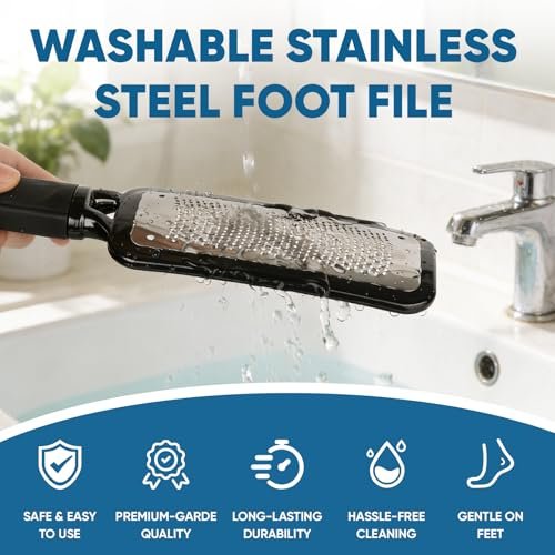 TEAWOO Foot File Callus Remover - Large Stainless Steel Foot Rasp, Heavy Duty Foot Scraper for Dead Skin & Hard Heels, Waterproof Pedicure Tool for At-Home Foot Care - görsel 10