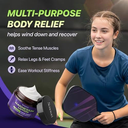 Senotori Nighttime Magnesium Lotion with Arnica & Lavender, Chamomile - Topical Magnesium Cream for Tired Feet, Muscle Recovery, Relaxation Gift for Mom & Dad, 4 Fl Oz