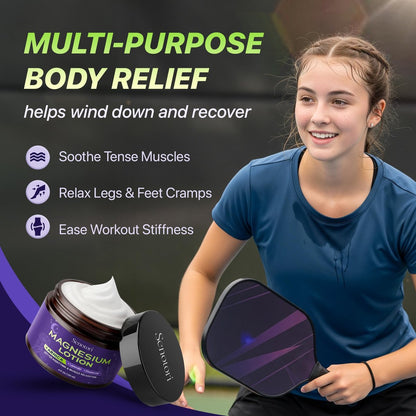 Senotori Nighttime Magnesium Lotion with Arnica & Lavender, Chamomile - Topical Magnesium Cream for Tired Feet, Muscle Recovery, Relaxation Gift for Mom & Dad, 4 Fl Oz