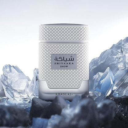 Khadlaj Shiyaaka Snow Eau De Parfum – Citrus, Woody, Spicy, Aromatic Long-Lasting Fragrance for Men, 3.4 oz (100 ml) Avelisse