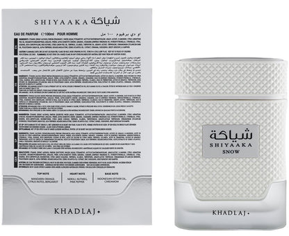 Khadlaj Shiyaaka Snow Eau De Parfum – Citrus, Woody, Spicy, Aromatic Long-Lasting Fragrance for Men, 3.4 oz (100 ml) Avelisse