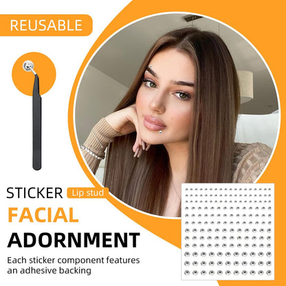 OLLBIT 660PCS Face Gems, Silver Fake Piercings, Self-Adhesive Stick On Face Stickers, DIY Rave Accessories, Punk Y2K Makeup for Women Men