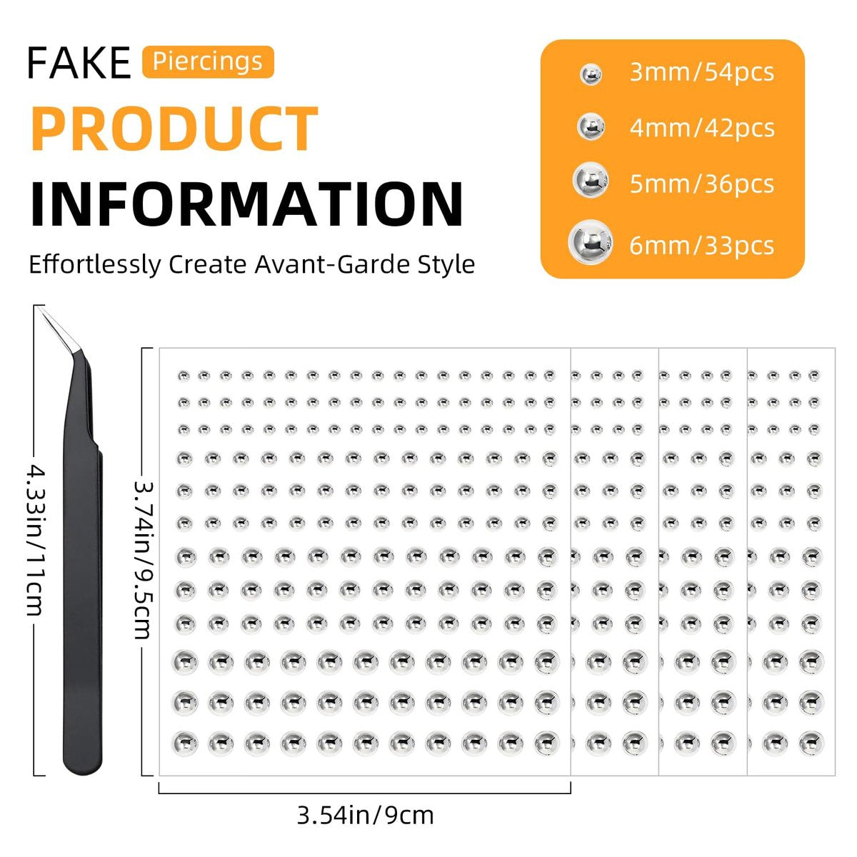 OLLBIT 660PCS Face Gems, Silver Fake Piercings, Self-Adhesive Stick On Face Stickers, DIY Rave Accessories, Punk Y2K Makeup for Women Men - görsel 13