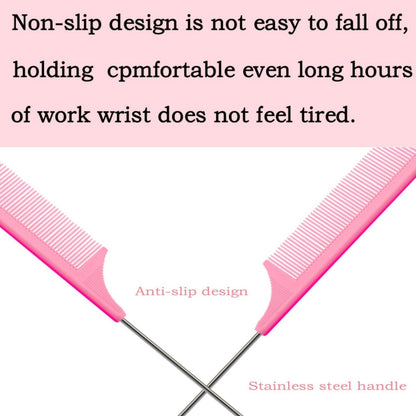 8-Piece Rat Tail Combs Set - Long Steel Pin Teasing Combs for Salon Hair Stylists, 2 Styles & Multiple Colors, Metal Parting Comb, Fine Tooth Teasing Comb for Women (Aigee)