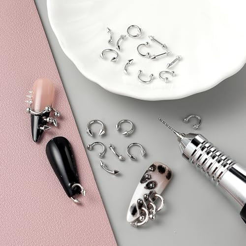 Bravizvy Punk Nail Charms Kit – Stainless Steel 3D Metal Rivets, Stars, Spikes & Gothic Studs for Edgy Manicures - görsel 12