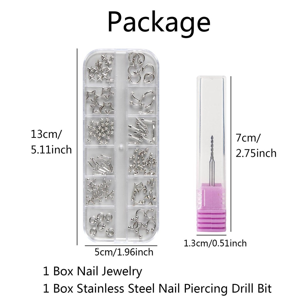 Bravizvy Punk Nail Charms Kit – Stainless Steel 3D Metal Rivets, Stars, Spikes & Gothic Studs for Edgy Manicures - görsel 17