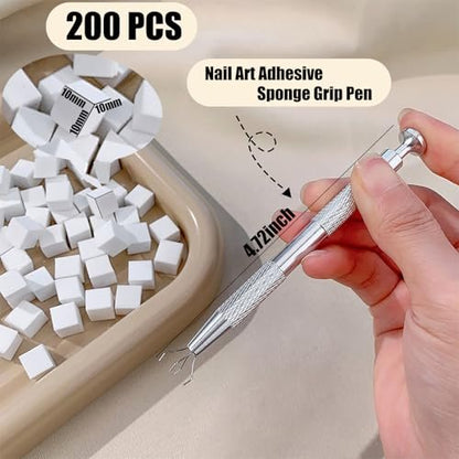 200Pcs Nail Sponges with Grabbing Pen - Soft Nail Art Sponges for Ombre & Gradient Designs, Professional Manicure Tools for Home and Salon, Nail Tech Must Have Accessories Avelisse