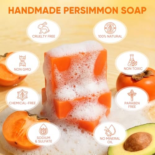 Natural Persimmon Soap Bar 3-Pack for Body Odor Control - Targets Old People Smell & Persistent Odors, Unisex Deodorant Soap for Sensitive Skin - Women & Men - görsel 12
